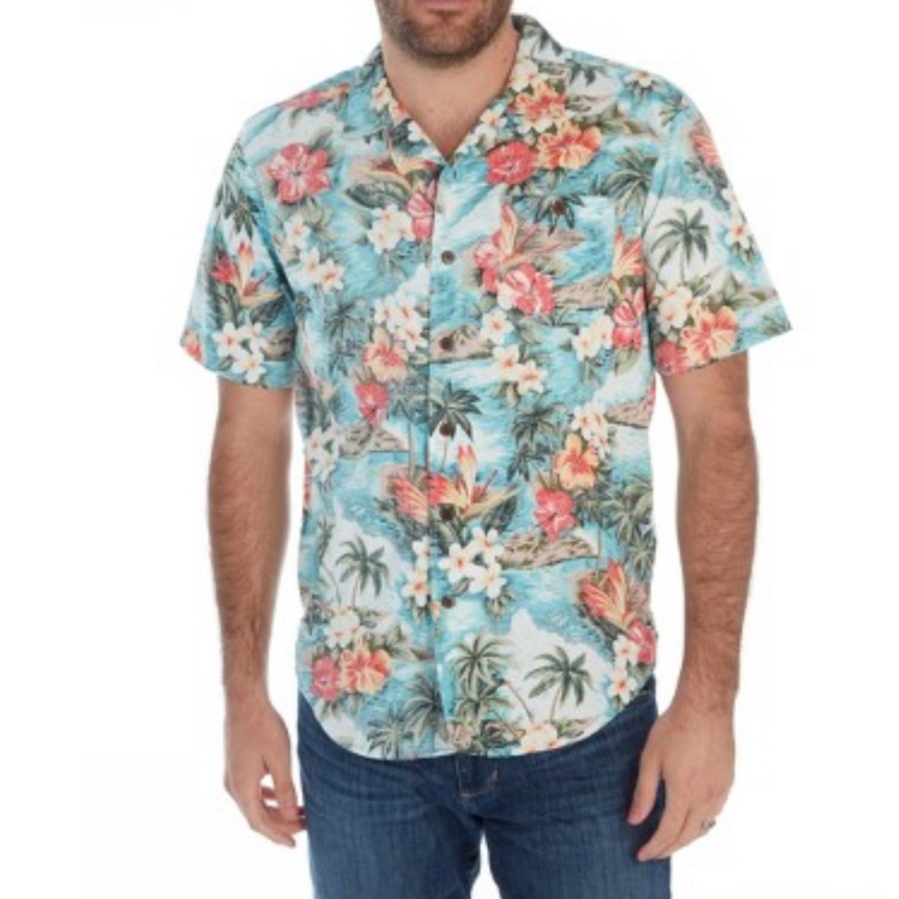 Distortion Men’s Tropical button down shirt size Large